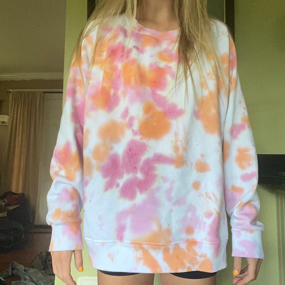 Orange and Pink Tie-Dye Crew Neck💕🧡 - Picture 1 of 3